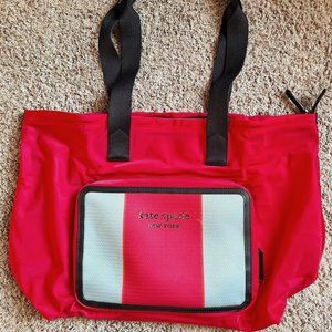 KATE SPADE LARGE JOURNEY PACKABLE TOTE BAG IN RED